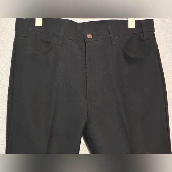 VINTAGE LEVIS Back Pants 100% Dacron Polyester W 36 L 32 Black Gold Levis Tab - Picture 5 of 17